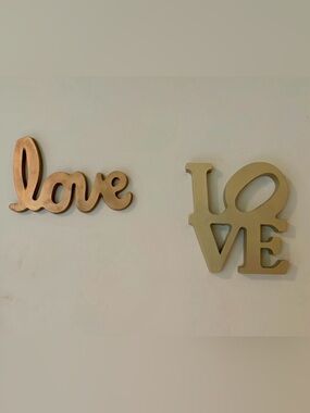 Gold Script and Stacked LOVE Wall Art Set